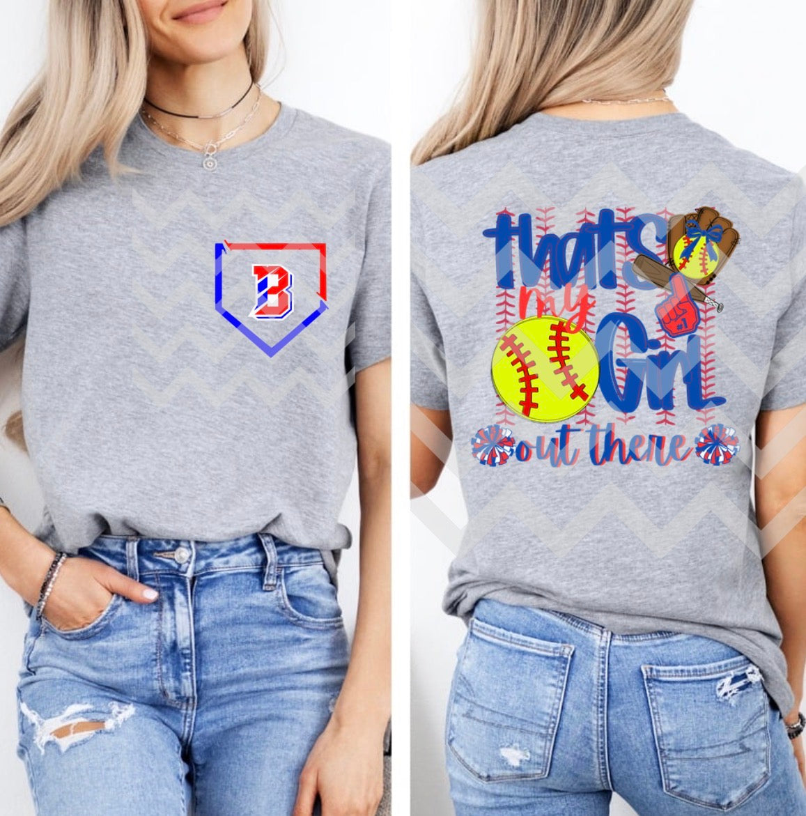 That's my girl out there softball backs